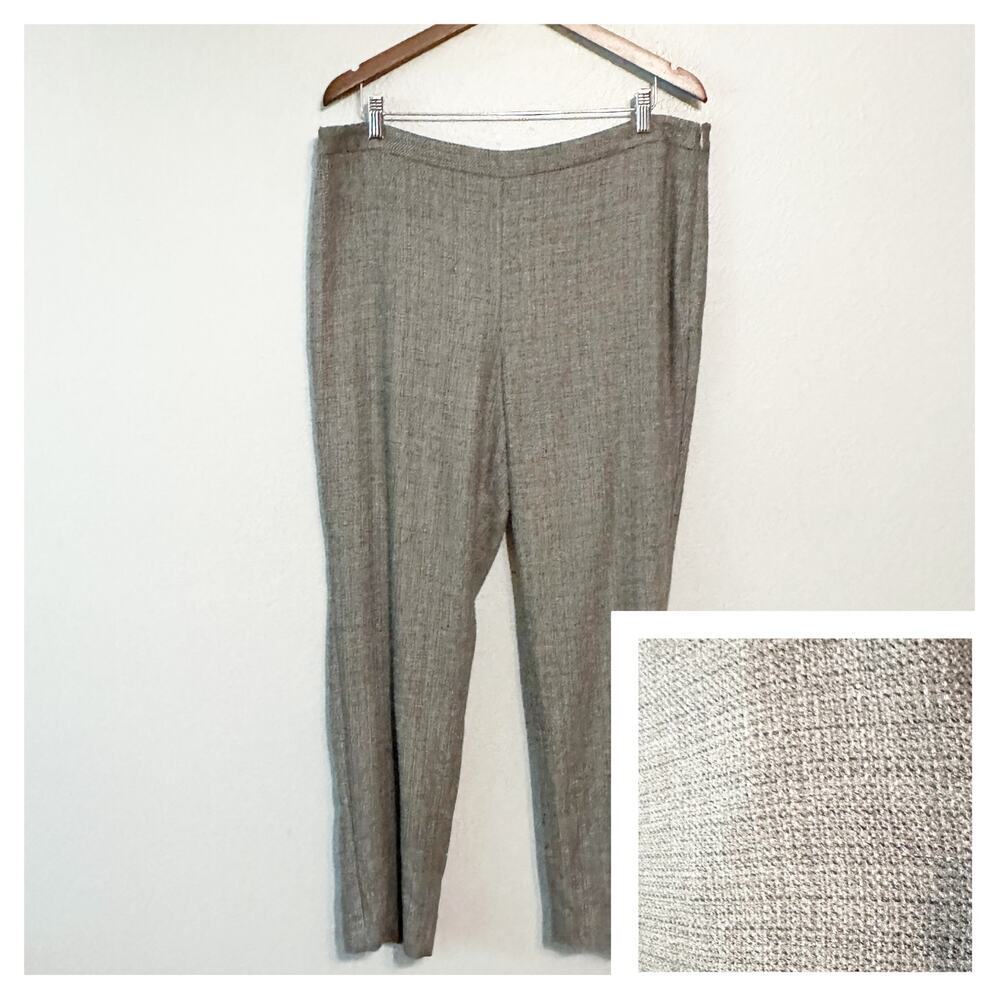 Talbots Wool Blend Italian Woven Gray Brown Pants Women's Size 16 Petite